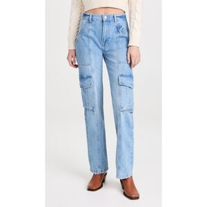 FRAME Cotton High Rise Straight Leg Utility Jeans Acapella Cargo 26